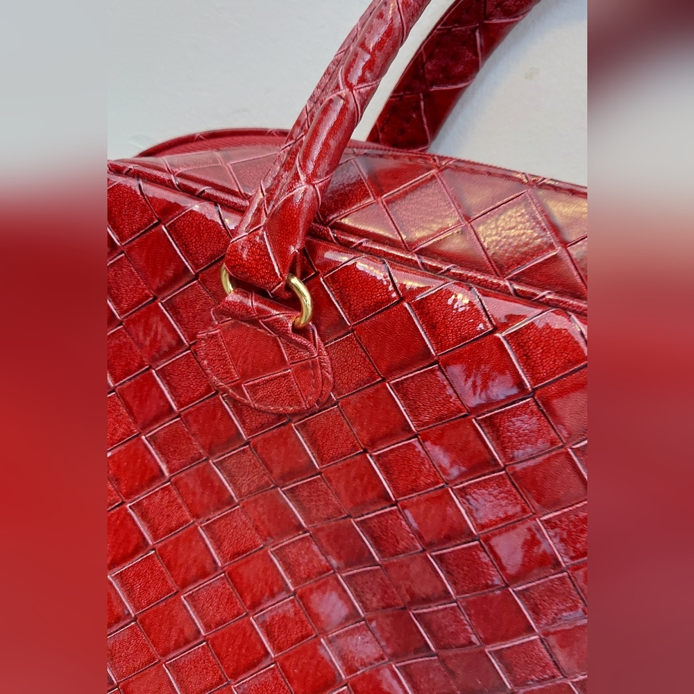 VTG Estee Lauder Red Leather Bag - Picture 7 of 7